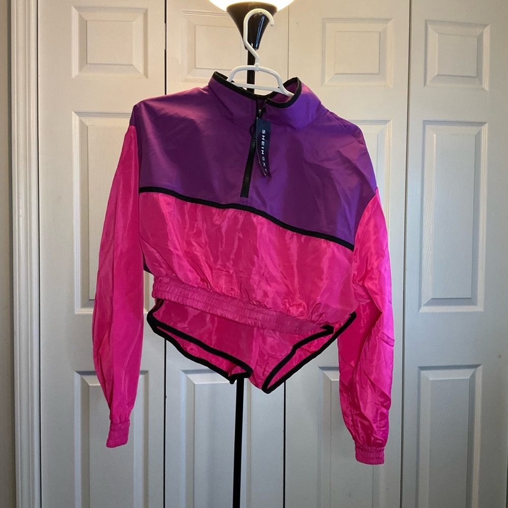 SHEIN Pink and Purple Windbreaker Jacket